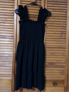 Amazon Black Ruffled Strap Mini Dress